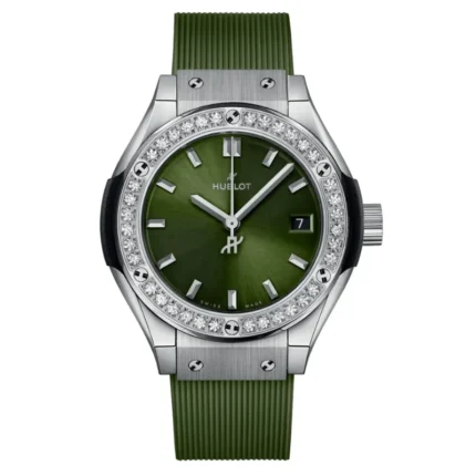 Hublot Green Platinum Diamonds 29mm - 591.NX.8970.RX.1204 Watch - Dubai Elegance
