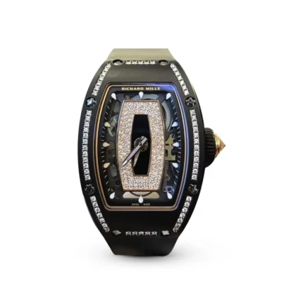 RM07-01 Black Ceramic 1 Row Platinum Diamonds (Black Lips) Watch - Dubai Elegance