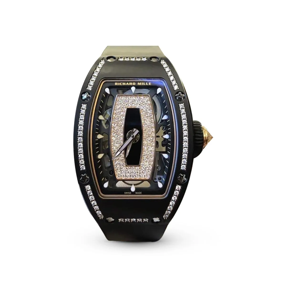 RM07-01 Black Ceramic 1 Row Platinum Diamonds (Black Lips) Watch - Dubai Elegance RM07-01 Black Ceramic 1 Row Platinum Diamonds (Black Lips) Watch - Dubai Elegance