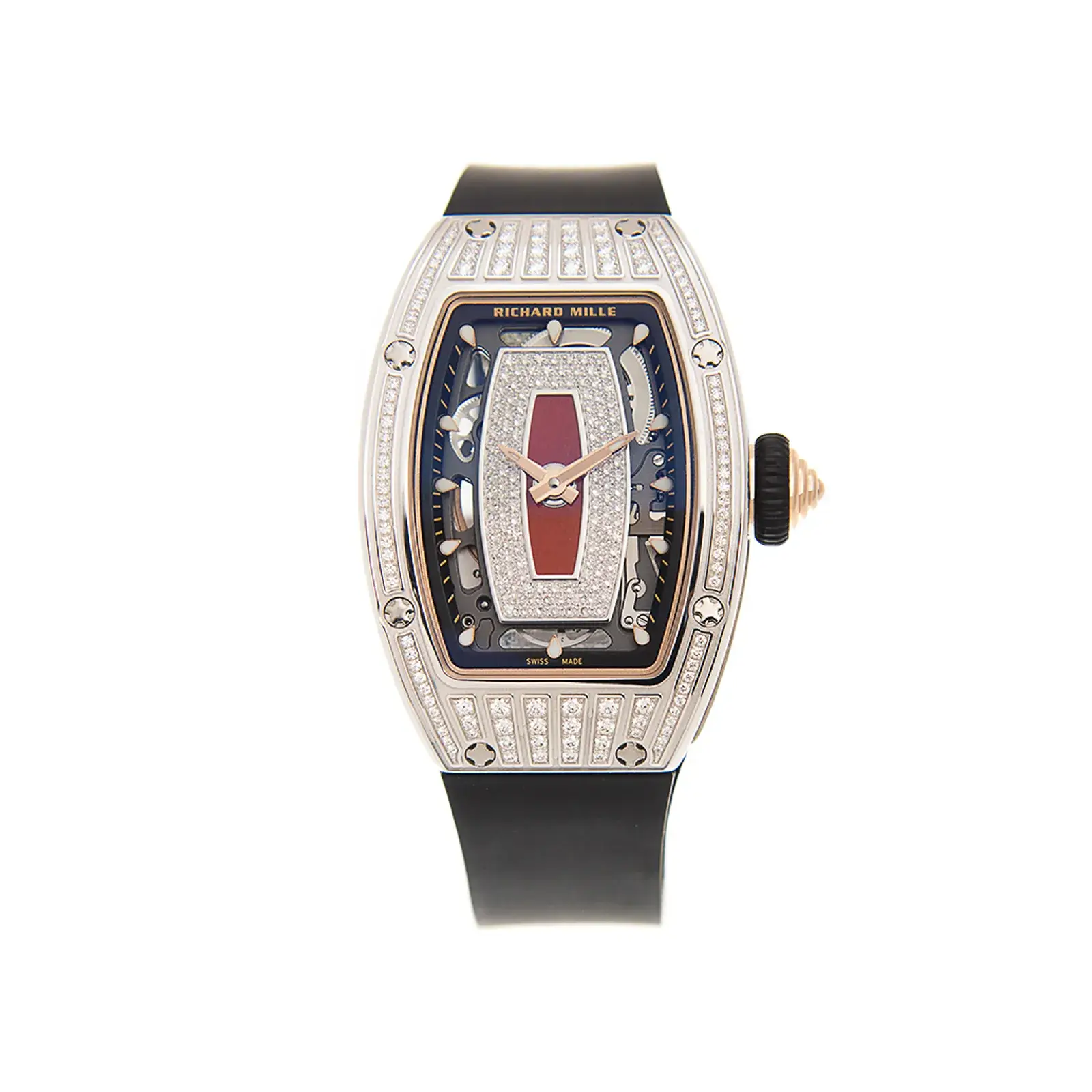 RM07-01 Original White Silver Medium Set Platinum Diamonds (Red Lips) Watch - Dubai Elegance RM07-01 Original White Silver Medium Set Platinum Diamonds (Red Lips) Watch - Dubai Elegance