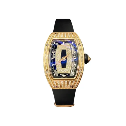 RM07-01 Rose Original Silver Medium Set Platinum Diamonds (Black Lips) Watch