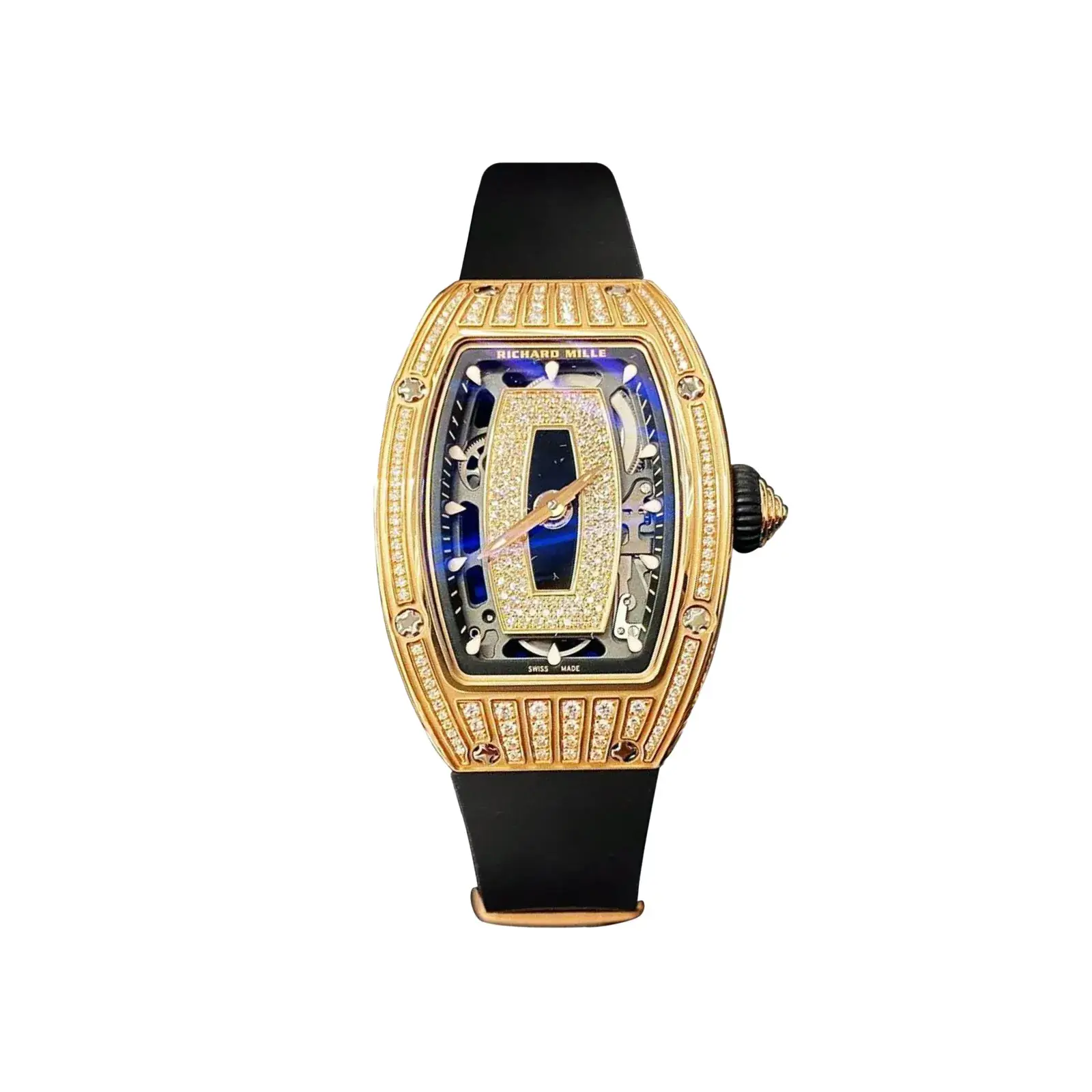 RM07-01 Rose Original Silver Medium Set Platinum Diamonds (Black Lips) Watch - Dubai Elegance RM07-01 Rose Original Silver Medium Set Platinum Diamonds (Black Lips) Watch