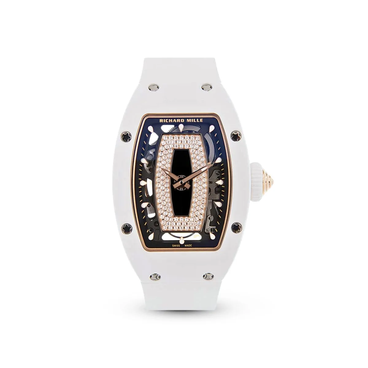 RM07-01 White Ceramic (Black Lips) Watch - Dubai Elegance RM07-01 White Ceramic (Black Lips) Watch