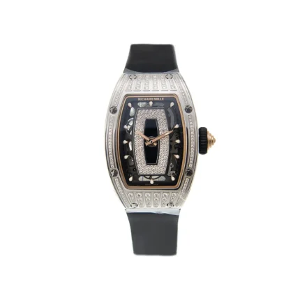RM07-01 White Original Silver Medium Set Platinum Diamonds (Black Lips) Watch - Dubai Elegance