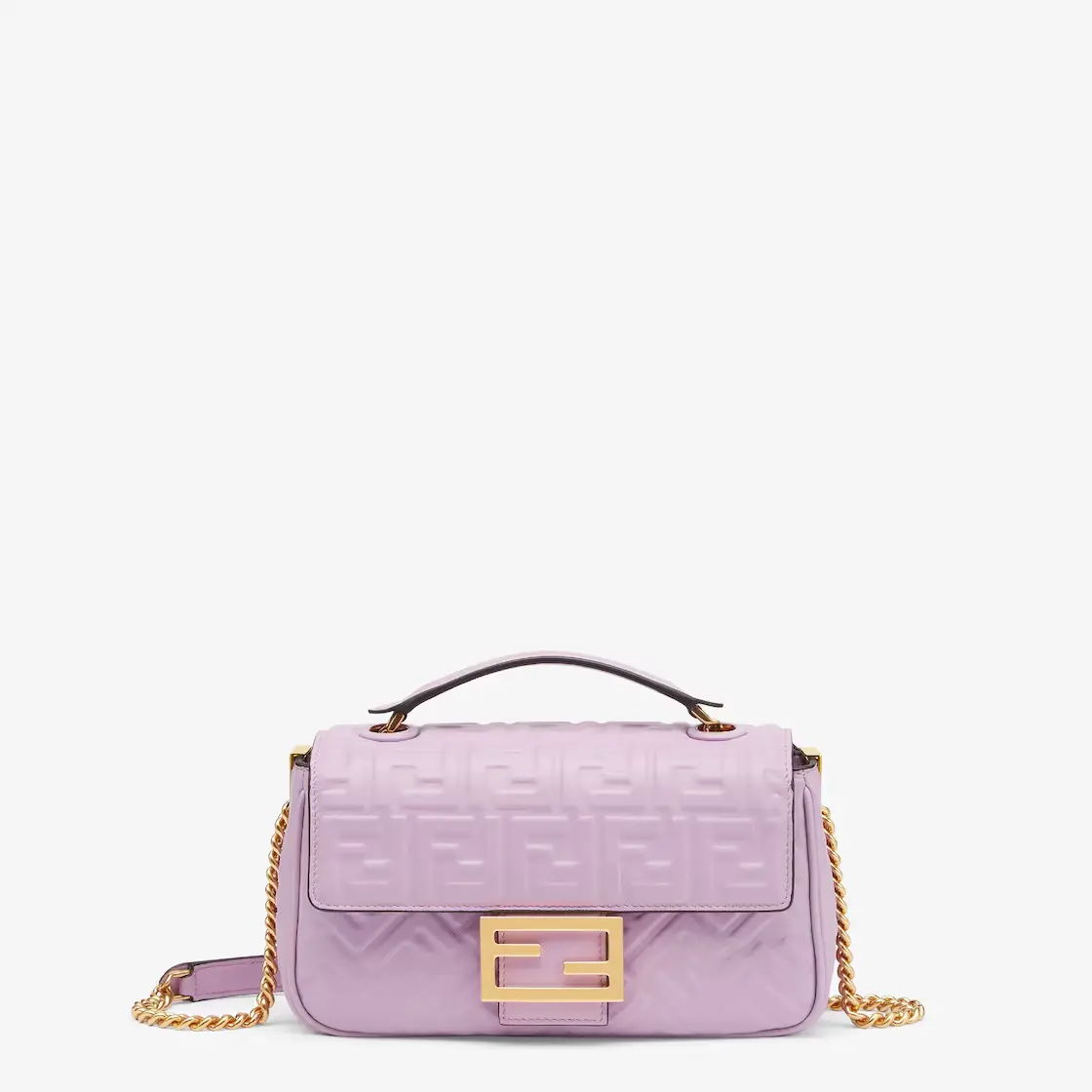 Baguette Chain Midi Lilac nappa leather bag