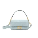 Fendi Baguette Light blue nappa leather bag
