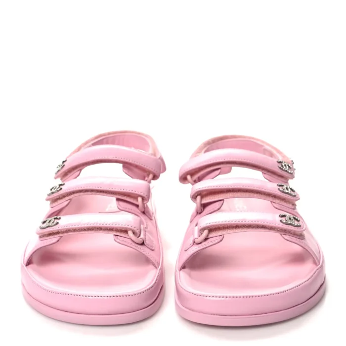 Chanel Lambskin Crystal CC Velcro Dad Sandals in Dubai UAE