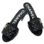 Chanel Quilted Lambskin Cone Heel Mule Slide Sandals in Dubai UAE