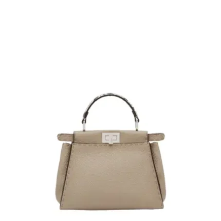 Fendi Peekaboo Mini Dove grey Selleria bag with 1048 hand-sewn topstitches