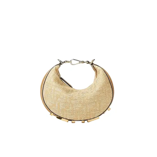 Fendigraphy Mini Jacquard fabric mini-bag with raffia FF Fendigraphy Mini Jacquard fabric mini-bag with raffia FF