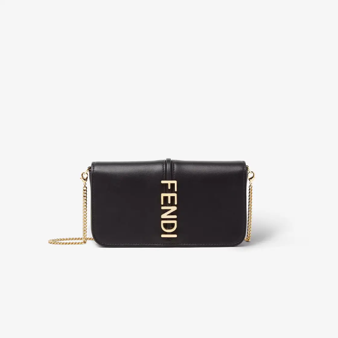 Fendigraphy Wallet On Chain Black leather wallet