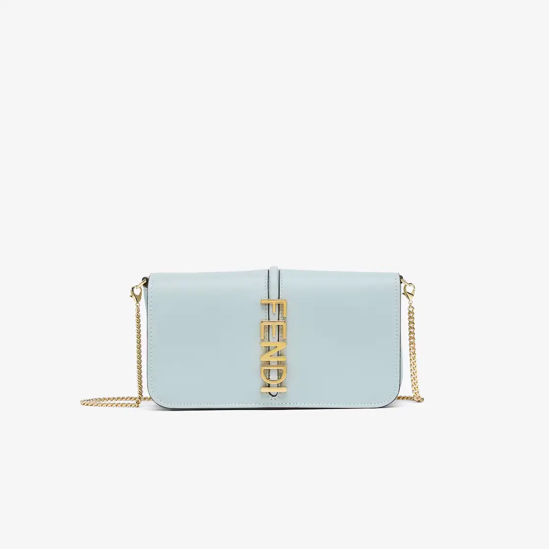 Fendigraphy Wallet On Chain Light blue leather wallet