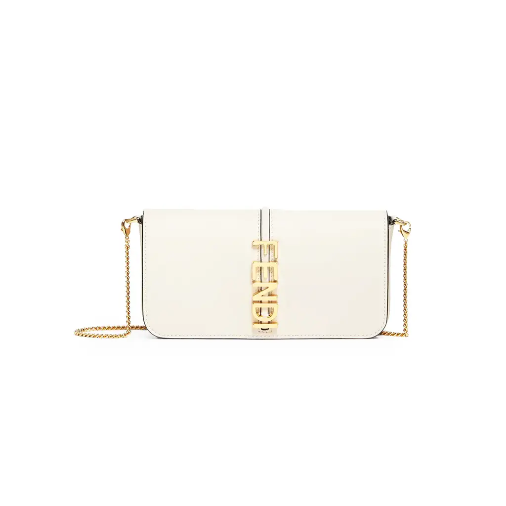 Fendigraphy Wallet On Chain White leather wallet