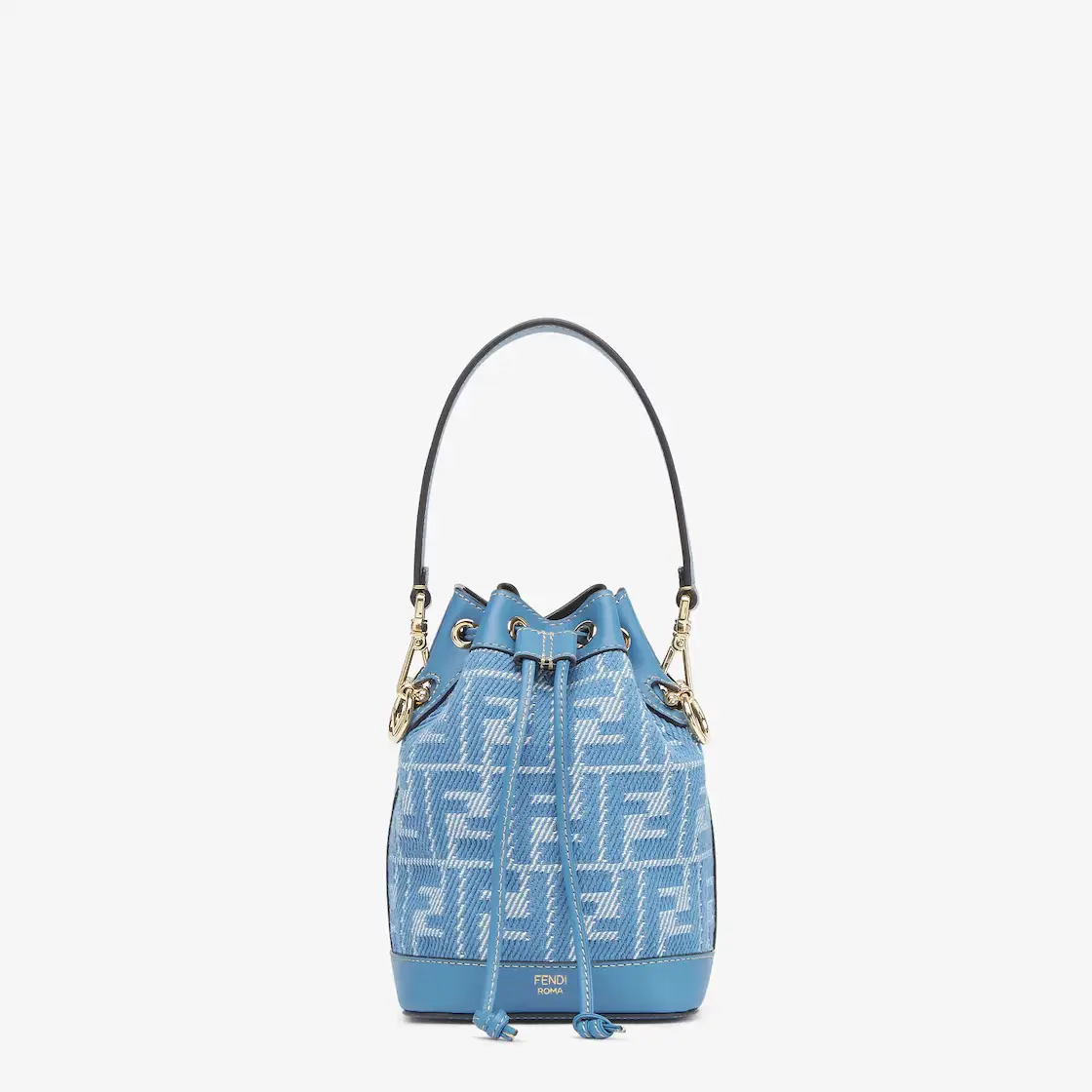 Mon Tresor Blue denim-effect FF jacquard mini-bag Mon Tresor Blue denim-effect FF jacquard mini-bag