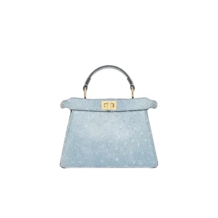 Peekaboo ISeeU Petite Denim-effect blue ostrich leather bag