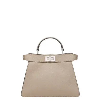Peekaboo ISeeU Small Dove grey Selleria bag with 1254 hand-sewn topstitches