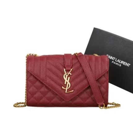 YSL Saint Laurent Monogram Triquilt Grain De Poudre Small Red College Bag in Dubai UAE