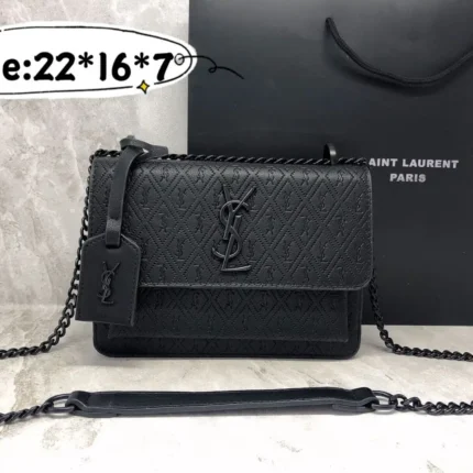 YSL Sunset Monogram Embossed Leather Shoulder Bag in Dubai UAE