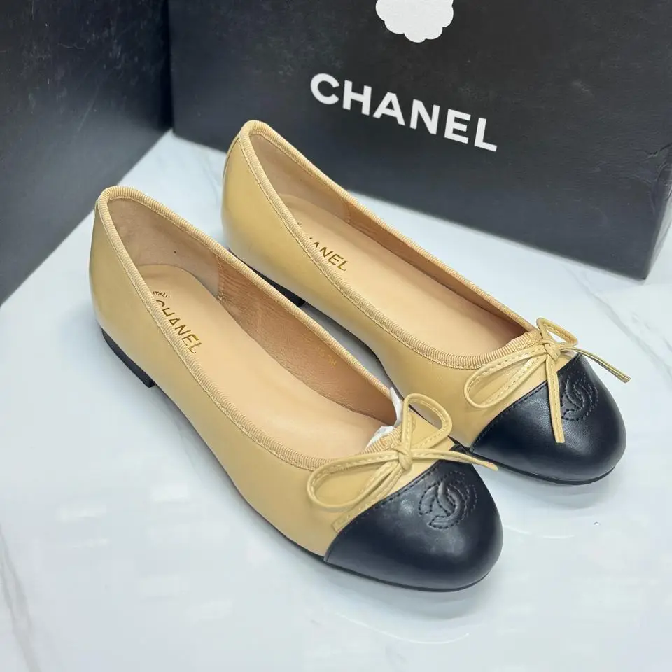 Chanel Beige & Black Ballet Flats – Iconic Two-Tone Elegance with Timeless Comfort in Dubai UAE