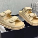 Chanel Dad Sandals in Beige – Quilted Velcro Straps & Iconic Comfort Sole in Dubai UAE