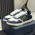 Dior B27 Low-Top Sneakers "Dior Oblique Galaxy" – White Leather & Blue Accents with Signature Canvas in Dubai UAE