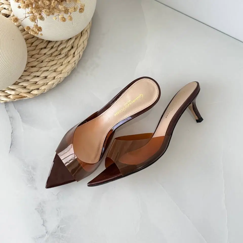 Gianvito Rossi Elle 55 Mules – Transparent PVC Strap & Pointed Toe Elegance in Dubai UAE Gianvito Rossi Elle 55 Mules – Transparent PVC Strap & Pointed Toe Elegance in Dubai UAE