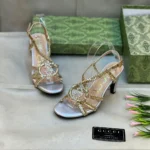 Gucci Women’s Slingback Heels – Braided Strap with Silver Sole & Transparent Back in Dubai UAE