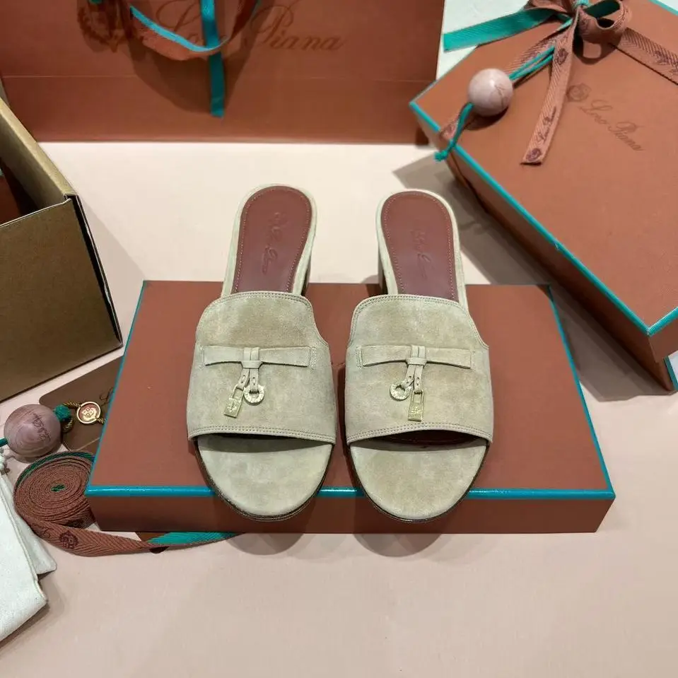 Loro Piana Summer Charms Mules – Suede Luxury with Signature Charm Detail in Dubai UAE Loro Piana Summer Charms Mules – Suede Luxury with Signature Charm Detail