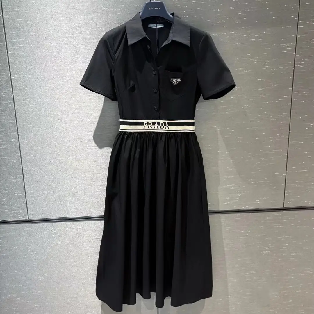 Prada High-Quality Satin Short Sleeve Dress – Elegant & Refined in Dubai UAE Prada High-Quality Satin Short Sleeve Dress – Elegant & Refined in Dubai UAE