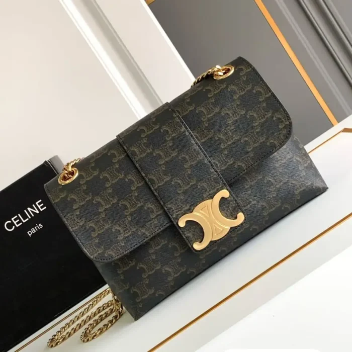 Celine Medium Victoire Bag in Triomphe Canvas with Calfskin & Iconic Clasp in Dubai UAE