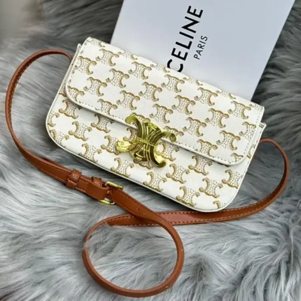 Celine Triomphe Shoulder Bag – Classic Monogram Canvas with Iconic Clasp in Dubai UAE