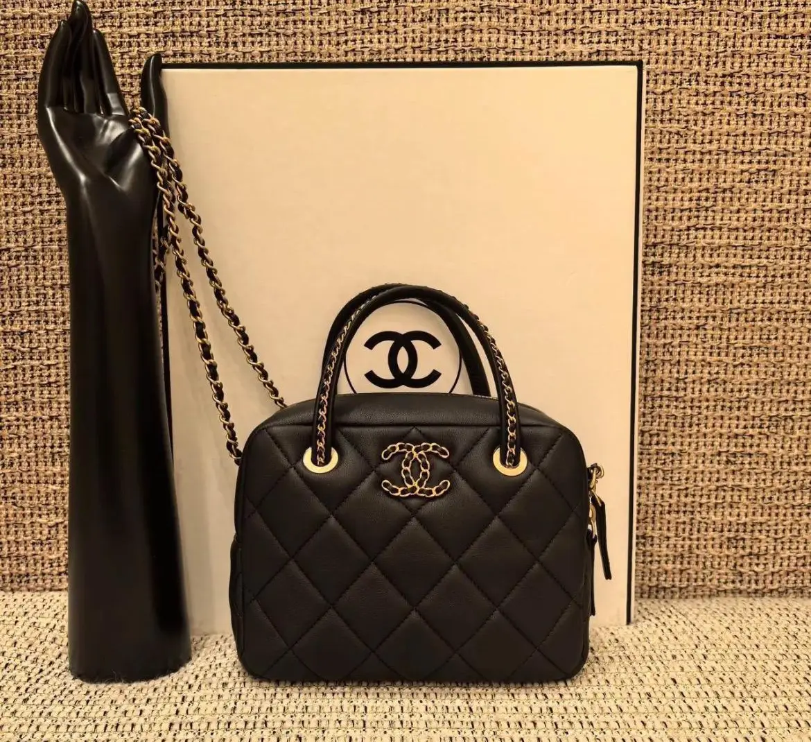 Chanel AS5300 Mini Bowling Bag – Quilted Leather Luxury Handbag with Chain Strap in Dubai UAE Chanel AS5300 Mini Bowling Bag – Quilted Leather Luxury Handbag with Chain Strap in Dubai UAE