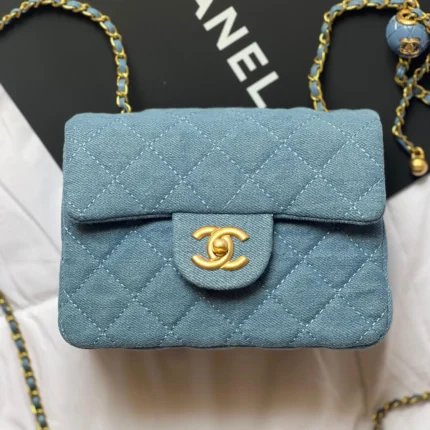 Chanel Denim Mini Flap Bag – Iconic Quilted Design with Chain Strap in Dubai UAE