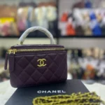Chanel Top Handle Small Vanity in Burgundy Lambskin and AGHW in Dubai UAE