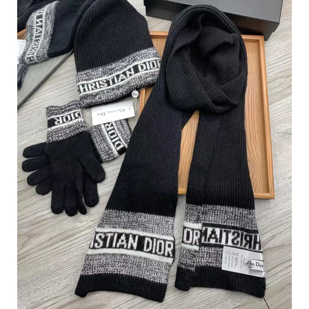 Christian Dior Beanie, Scarf & Gloves Set – Iconic Branded Winter Accessory Trio in Dubai UAE Christian Dior Beanie, Scarf & Gloves Set – Iconic Branded Winter Accessory Trio in Dubai UAE