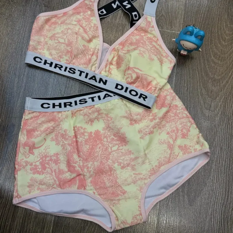 Christian Dior Two-Piece Swimsuit – Toile de Jouy Print Bikini with Signature Branding in Dubai UAE