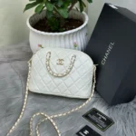 Elegant White Quilted Chanel-Inspired Crossbody Bag with Chain Strap - Classic Style in Dubai UAE