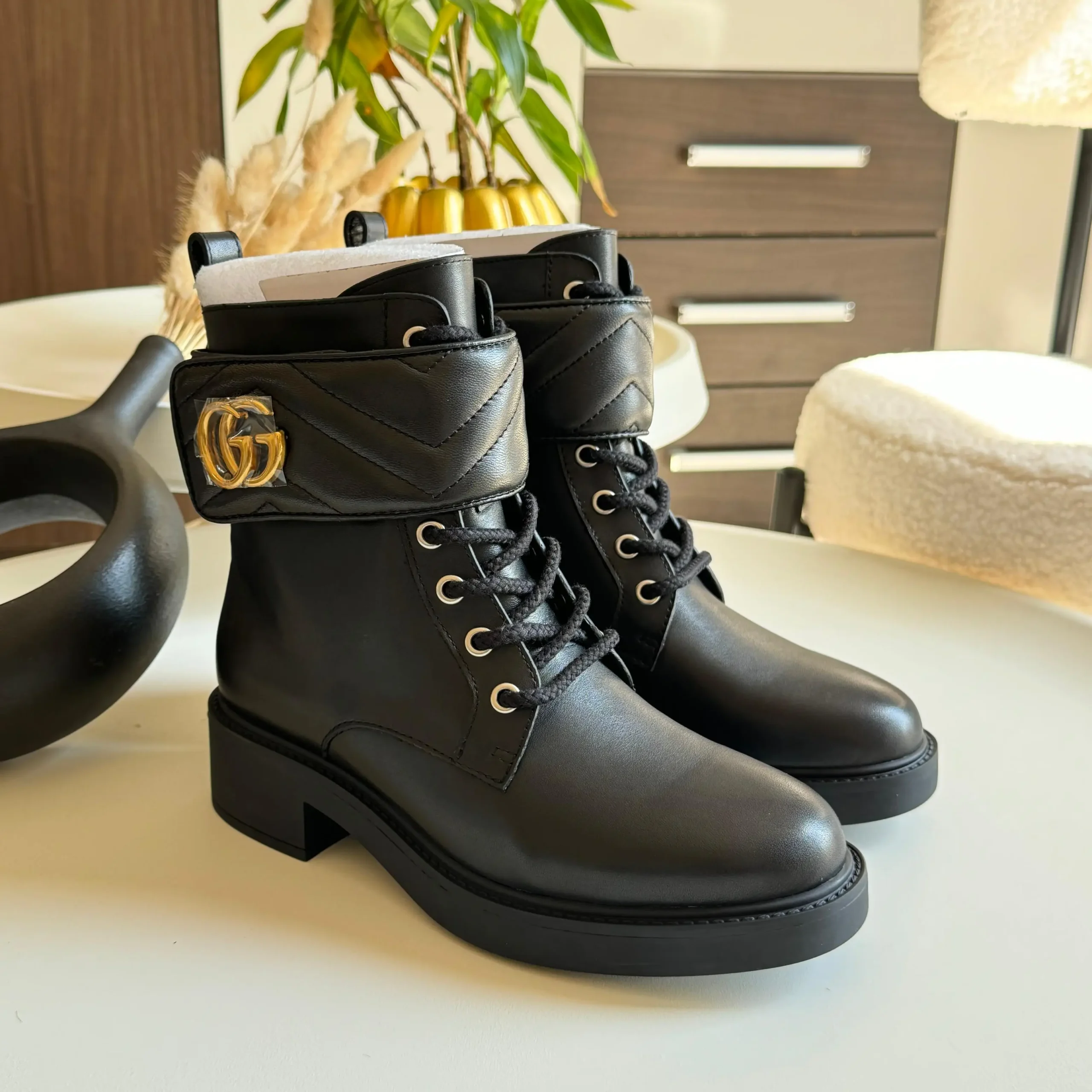 Fendi Rockoko Knit Leather Combat Boots – Black Leather, Logo Knit, Sock-Style Top & Thick Rubber Sole in Dubai UAE Fendi Rockoko Knit Leather Combat Boots – Black Leather, Logo Knit, Sock-Style Top & Thick Rubber Sole in Dubai UAE