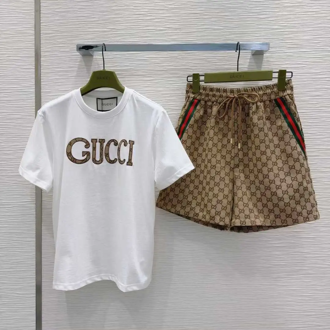 Gucci T-Shirt and GG Monogram Shorts Set – Iconic Designer Logo and Web Stripe in Dubai UAE Gucci T-Shirt and GG Monogram Shorts Set – Iconic Designer Logo and Web Stripe in Dubai UAE