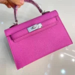 Hermès Mini Kelly 20 Rose Pourpre – Chevre Leather with Palladium Hardware, Iconic Grace Kelly-Inspired Design in Dubai UAE