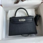 Hermès Mini Kelly Bag in Black Epsom Leather with Palladium Hardware – in Dubai UAE