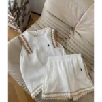 Lace Trim Tank Top and Shorts Two-Piece Co-ord Set – Elegant Loungewear in Dubai UAE