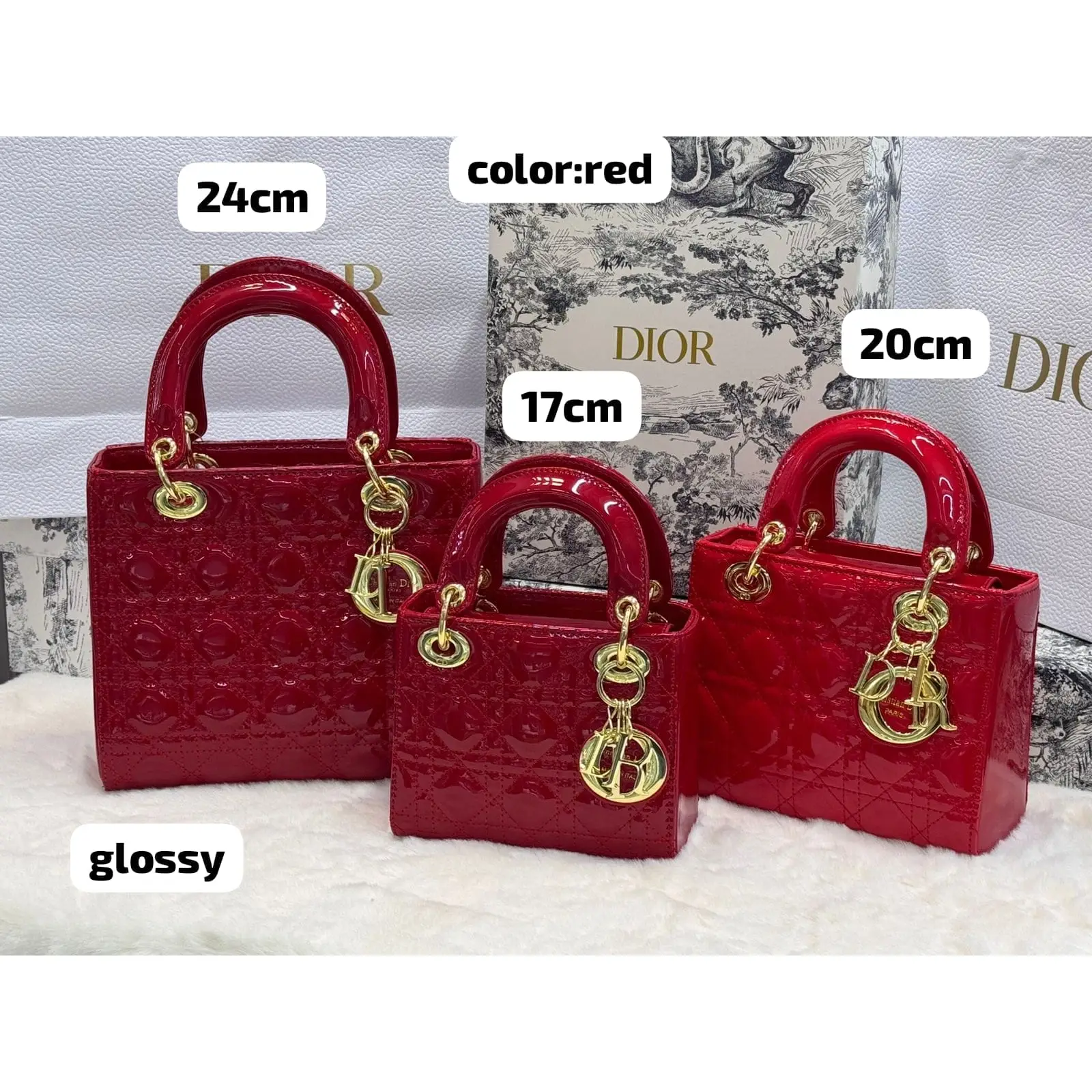 Lady Dior Handbags in Red Patent Leather – Iconic Elegance in 17cm, 20cm & 24cm Sizes in Dubai UAE Lady Dior Handbags in Red Patent Leather – Iconic Elegance in 17cm, 20cm & 24cm Sizes in Dubai UAE