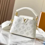 Louis Vuitton Capucines White Bag – Elegant Monogram Embossed Leather in Dubai UAE