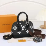 Louis Vuitton Neo Alma PM Handbag in Black with White Monogram – Structured Dome Shape in Dubai UAE
