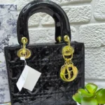 Medium Lady Dior Bag in Black Patent Cannage Calfskin – Iconic Luxury Handbag in Dubai UAE