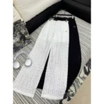 Open-Knit Wide-Leg Crochet Pants – Boho Chic in Black & White in Dubai UAE