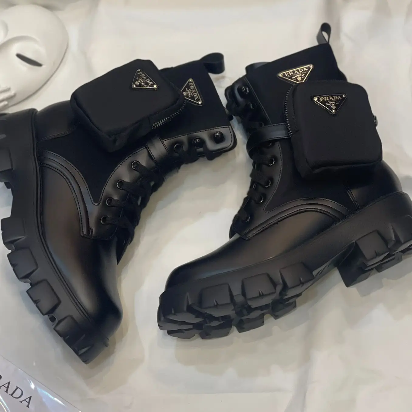 Prada Men’s Monolith Brushed Leather & Re-Nylon Boots in Dubai UAE Prada Men’s Monolith Brushed Leather & Re-Nylon Boots in Dubai UAE