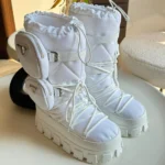 Prada Monolith Winter Boots – Nylon & Rubber Platform Boots with Side Pouches and Lace-Up Design in Dubai UAE