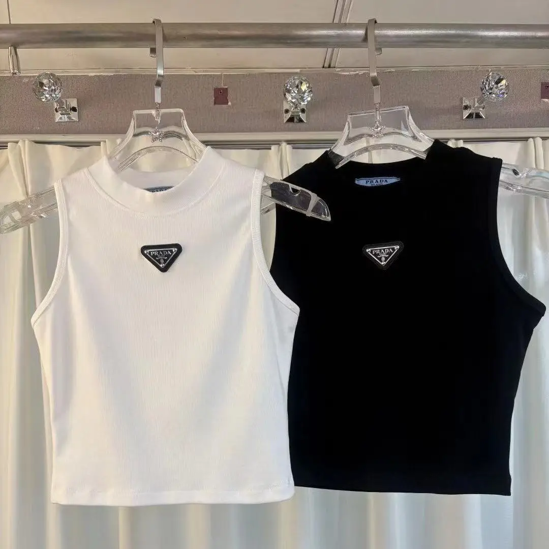 Prada Ribbed Knit Jersey Tank Tops – Slim Fit Scoop Neck with Signature Triangle Logo in Dubai UAE Prada Ribbed Knit Jersey Tank Tops – Slim Fit Scoop Neck with Signature Triangle Logo in Dubai UAE